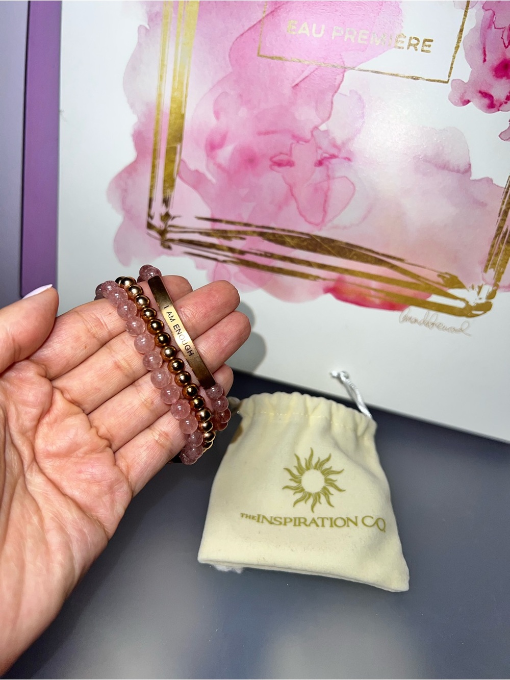 The Inspiration Co. Hope Collection Pink Quartz Small Bracelet Set